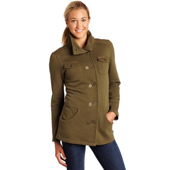 Prana Jackets & Blazers - prAna Tori Jacket Medium Military Style Olive Green Button Up Stand Collar Women